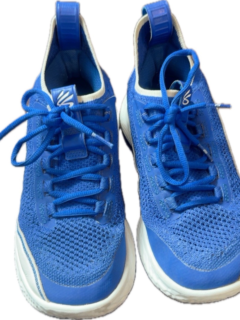 Under Armour curry Kids Blue Athletic Sneakers with White Accents sz 6